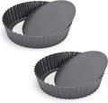 2 Pack Nonstick Tart Pan, Quiche Pan, Carbon Steel Deep-dish Pie Pan with Removable Loose Bottom (11 In)