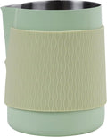 IKAPE Espresso Milk Pitcher, 15.04/450ml Milk Frothing Jug without Handle, Espresso Steaming Pitcher with Sharp Spout for Espresso Barista Tool(light green)