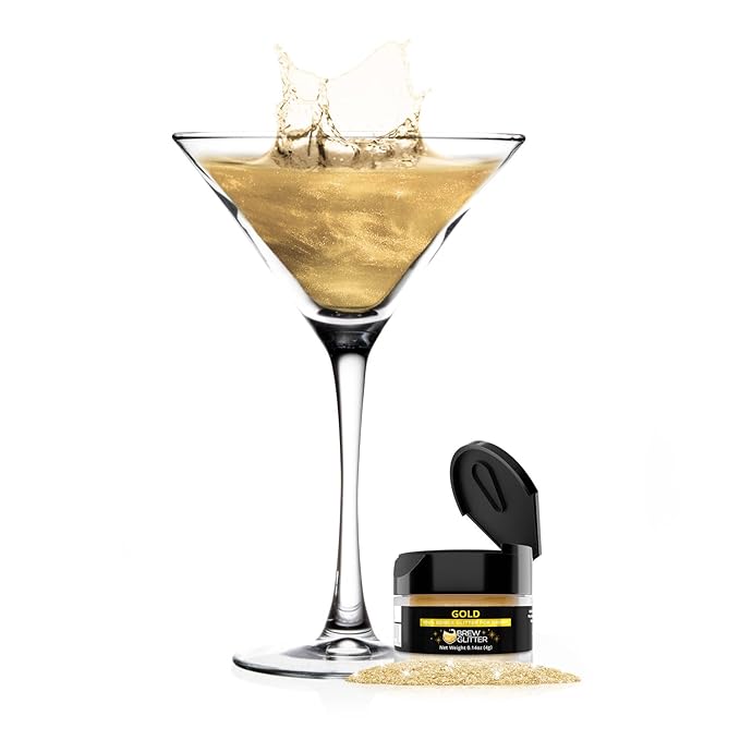 Brew Glitter Gold Edible Drink Glitter 1x 4g Jar for Cocktails, Beer, & Beverages