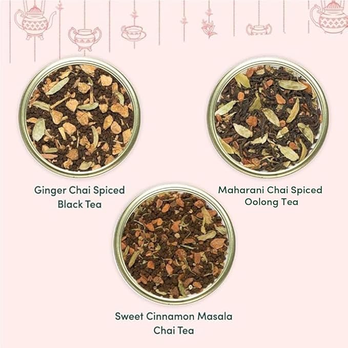 VAHDAM, Oprah's Favorite Tea Gift Sets | 3 Premium Chai Teas in Golden Tin Caddy Gift Box | Exotic Chai Tea Blends | Gluten Free, Non GMO | Gifts for Men And Women