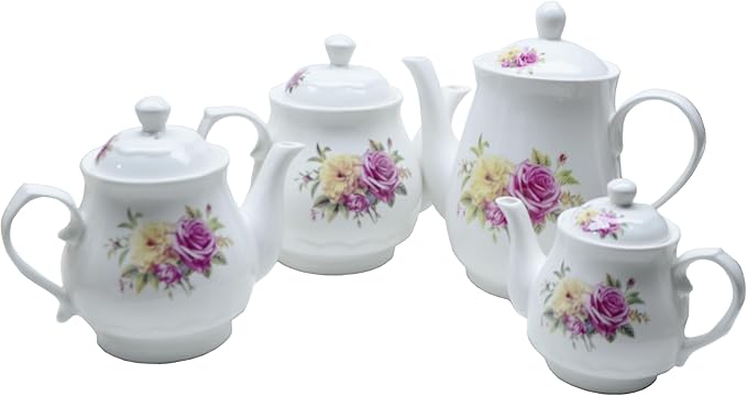 European Style Porcelain Teapot, Coffee Tea Water Pot Vintage Ceramic Kettle (14oz)