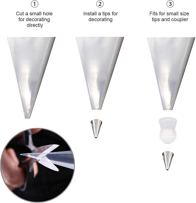 14 Inch Piping Bags and Tips Set - 100Pcs Disposable Pastry Bags with Tips for Cupcakes, Cookies, Frosting & Icing, Cake Decorating Tools with Frosting Nozzles Baking Supplies for Home, Kitchen Use