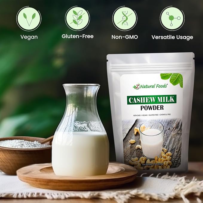 Z Natural Foods Cashew Milk Powder, Cashew Milk for Healthy Heart, Bones, and Skin, Ideal for Tea, Smoothies, and Recipes, High in Fiber, Non-GMO, Vegan, Gluten-Free, Kosher, 1 lb. (Pack of 2)