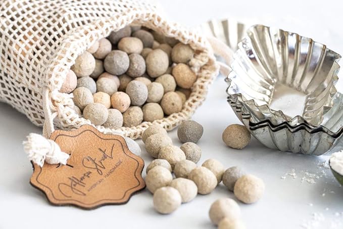 Jefferson Street Ceramics - Made in USA - Ceramic Pie Weights - Natural Clay Beads for Baking Blind Crust - 2.4 lbs with Mesh Bag