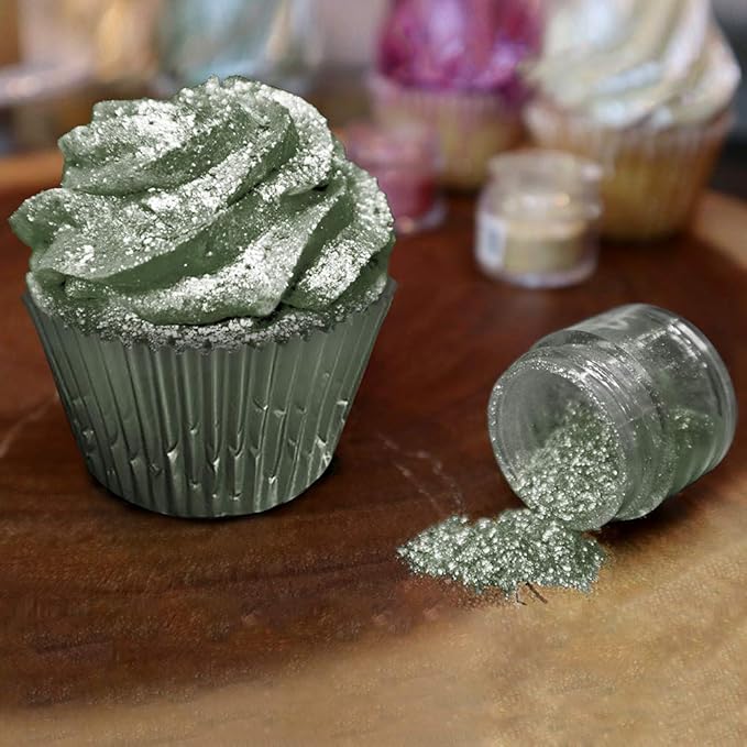 Olive Green BAKELL Edible Glitter, 45 Grams | TINKER DUST Edible Glitter | KOSHER Certified | 100% Edible Glitter | Cakes, Cupcakes, Cake Pops, Drinks, Dessert Vegan Glitter & Dusts (45g Shaker, Olive Green)