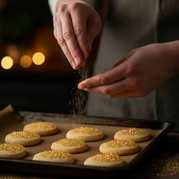 Bakerpan Gold Sanding Sugar for Baking & Cookie Decorating - 5 Ounce Edible Gold Sugar Sprinkles for Cookies, Cakes, Cocktails (Made In USA)