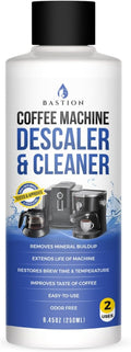 Bastion Coffee Machine Descaler & Cleaner - 2 Uses. (1 Bottle) Universal Descaling Solution Compatible with Keurig, Nespresso, Delonghi and All Single Use Coffee and Espresso Machines