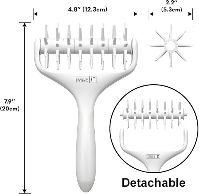 Orblue Pizza Dough Docker, Pastry Roller with Spikes Pizza Docking Tool for Home & Commercial Kitchen - Pizza Making Accessories that Prevent Dough from Blistering Light Gray