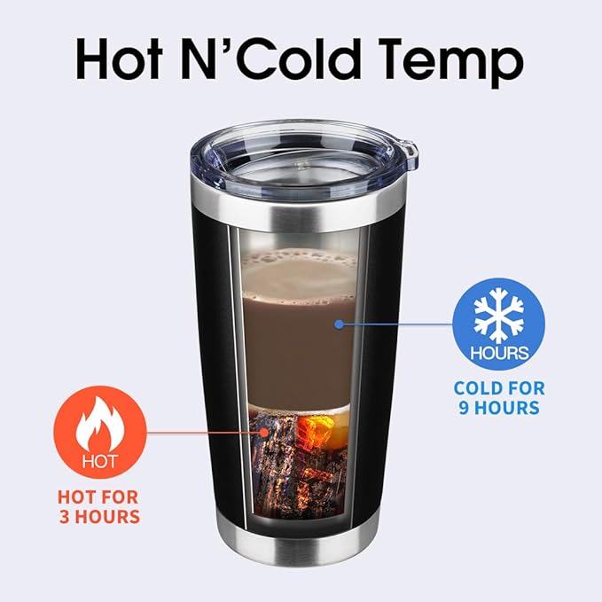 20oz Tumbler Bulk Stainless Steel Vacuum Insulated Tumblers with Lid Double Wall Travel Mug Durable Powder Coated Coffee Cup, Suitable for Ice Drinks and Hot Beverage (Black 6pack)