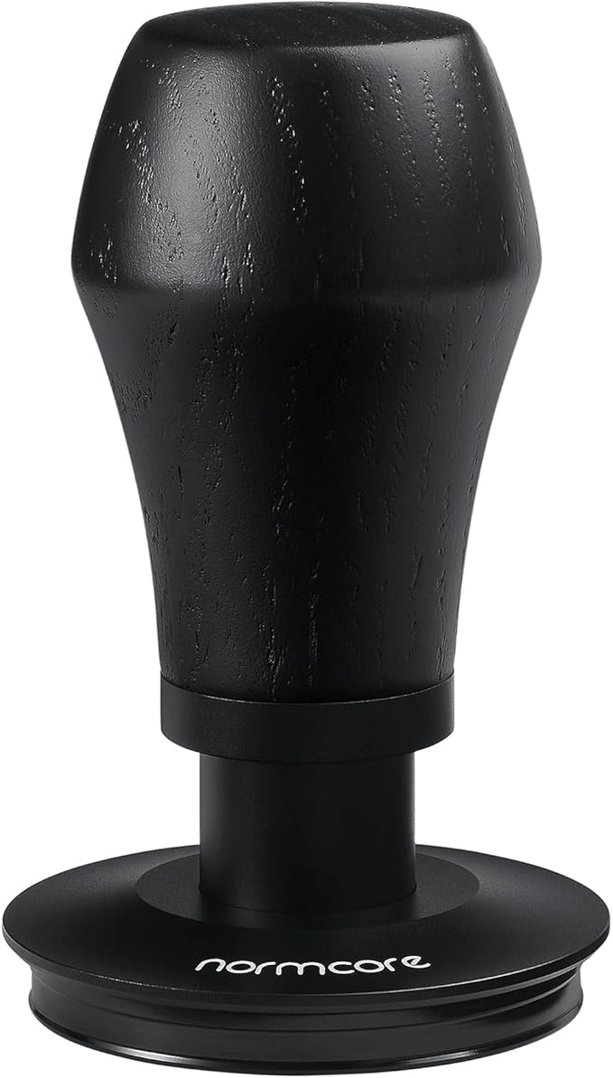 Normcore 53.3mm Espresso Coffee Tamper V4 - Spring Loaded Tamper With Titanium PVD Coating Ripple Base -15lb / 25lb / 30lbs Replacement Springs, Genuine Black Oak Wood Handle