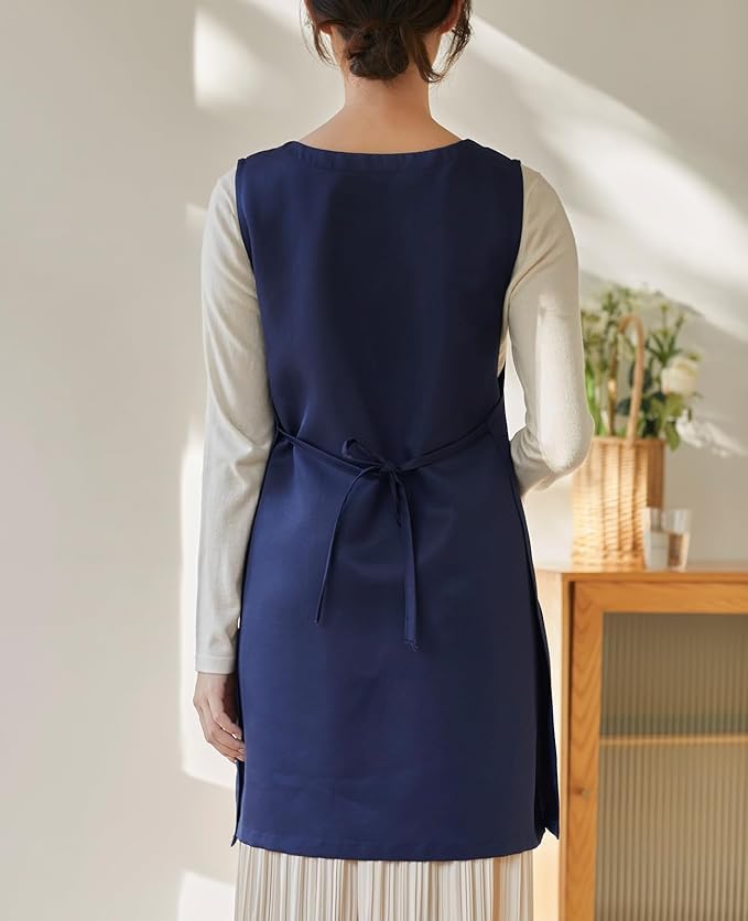 Women Cobbler Apron Japanese Style Aprons with 3 Pockets for Work Chef Kitchen