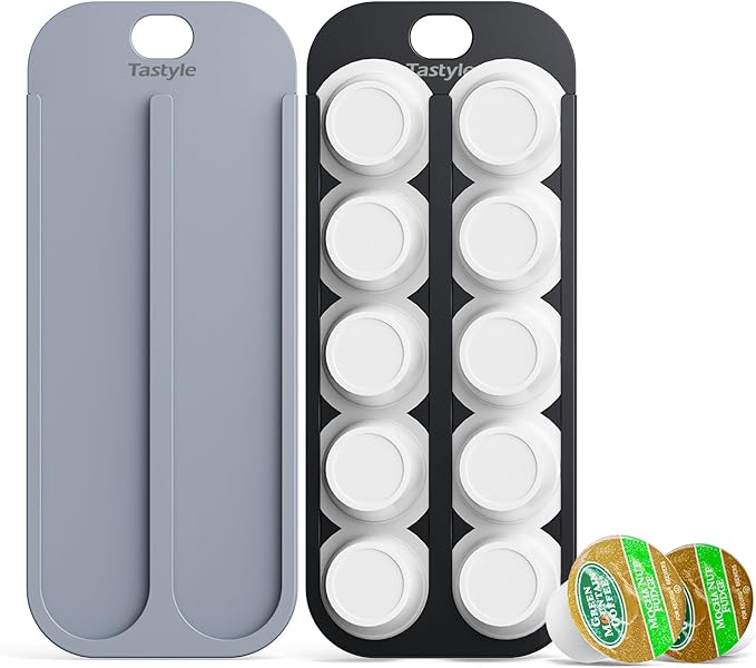 Magnetic K-Pod Organizer for K Cup Coffee Pods, Self-Magnetic Coffee Pod Holder and Storage Drawer, Suitable to be Mounted on Iron Surfaces - Refrigerator (Black&Gray)