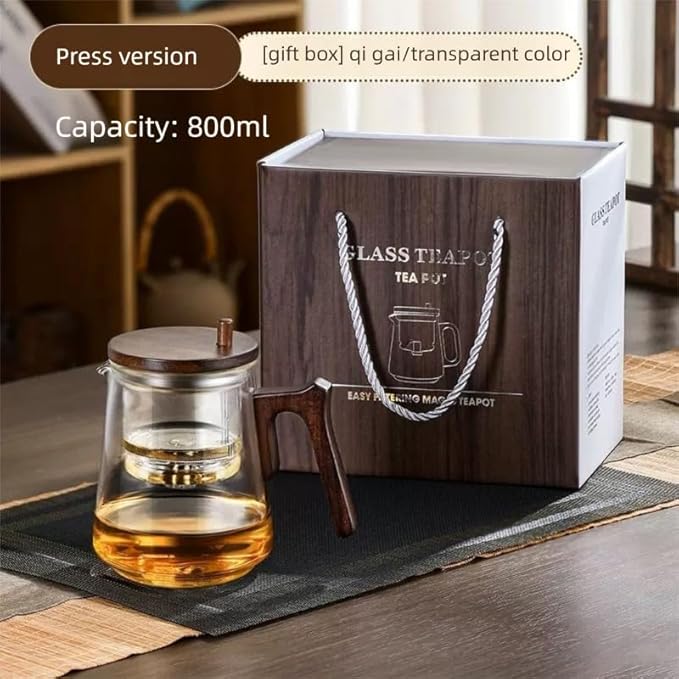 Glass Teapot with Removable Infuser, Loose Leaf Tea Brewing (7-shaped handle)