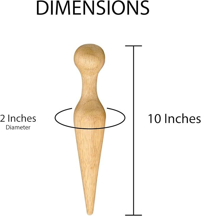 HIC Kitchen Pestle for Chinois, Cone-Shaped, Wood, 8-Inches