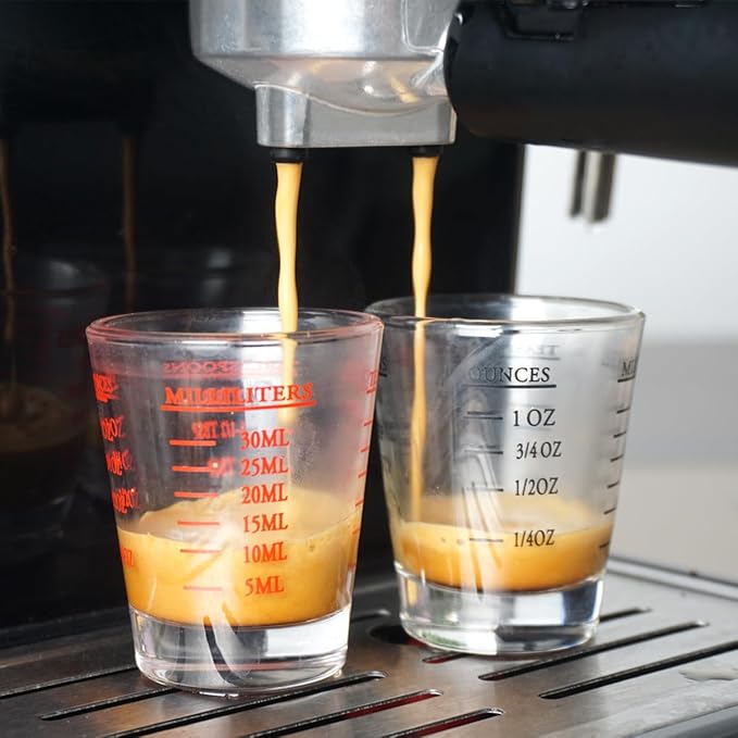 Shot Glasses Measuring cup 2018 Liquid Heavy Glass Wine Glass Espresso Shot Glass 26-Incremental Measurement 1oz, 6 Tsp, 2 Tbs, 30ml (2 pack-red 30ml)