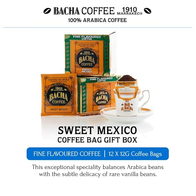 Bacha Coffee | Sweet Mexico Fine Flavoured, Medium Roast, 100% Arabica Specialty Coffee, 12 Coffee Drip Bags, Gift Box