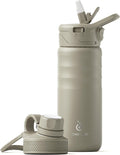 IDEUS Insulated Stainless Steel Water Bottle with 2 Leak-Proof Lids, Thermal Water Flask for Hiking Biking, 18oz, Celadon