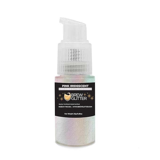Pink Iridescent BREW GLITTER Edible Glitter For Drinks, Cocktails, Beer, Garnish Glitter & Beverages | 100% Edible & Food Grade | Vegan, Gluten, Nut Free (25g Spray Pump, Pink Iridescent)