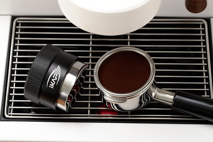 IKAPE Coffee Products, 58MM Coffee Distributor, Gravity Adaptive Espresso Distributor Fits All Over 58MM Espresso Portafilter, Compatible with 58.35MM Rancilio Bottomless Portafilter (Black)