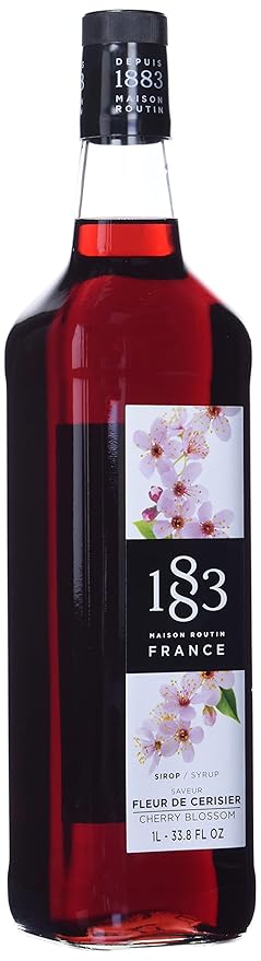 1883 Cherry Blossom Syrup for Drinks, Made in France, 1 Liter Glass Bottle