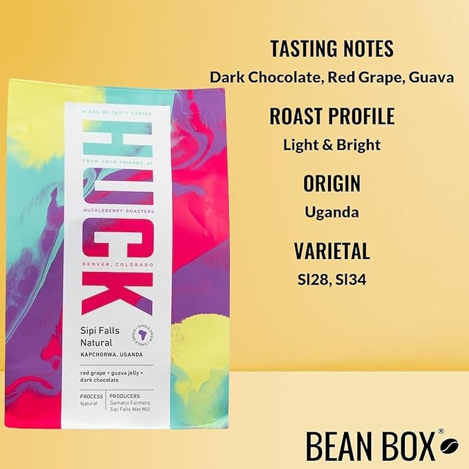 Uganda Sipi Natural - Roasted by Huckleberry Roasters - Whole Bean Coffee - 12 Ounce Bag