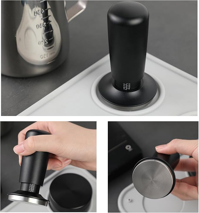 TFSWUFI 53mm Espresso Tamper,Spring Loaded Tamper with Stainless Steel Ripple Base,Compatible with 53mm Portafilter,Coffee Tamper for Coffees Enthusiast and Home Barista