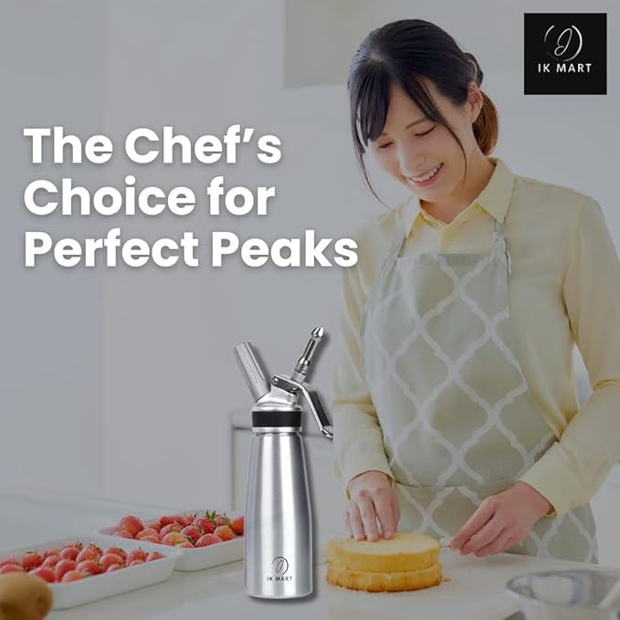 Professional Whipped Cream Dispenser – Aluminum Cream Whipper with 3 Nozzles – Heavy-Duty Dessert Topping Maker for Whipped Cream, Mousses, and Sauces – Ideal for Home or Commercial Use