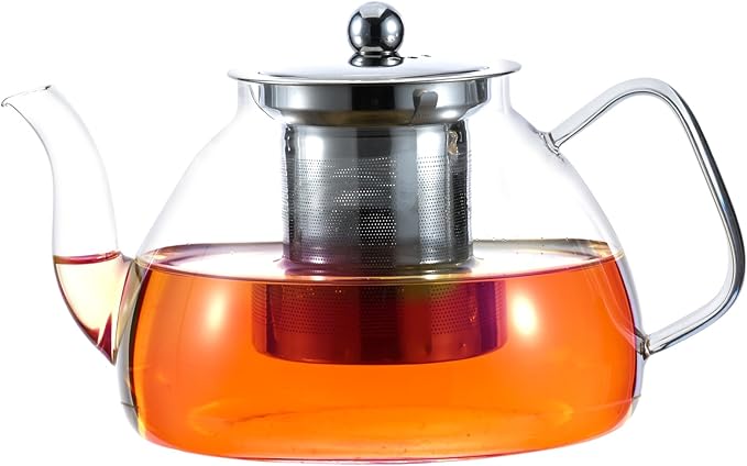 1200 ml/40 oz Glass Teapot with Infuser, Glass Tea Kettle Stovetop，Tea Pot with Infusers for Loose Tea, Tea Maker Gift