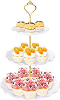 3 Tier Cupcake Stand Holder, Plastic Cup Cake Stand Towel with Tiered Serving Tray for Cupcakes, Donuts, Fruits and More, White (White)