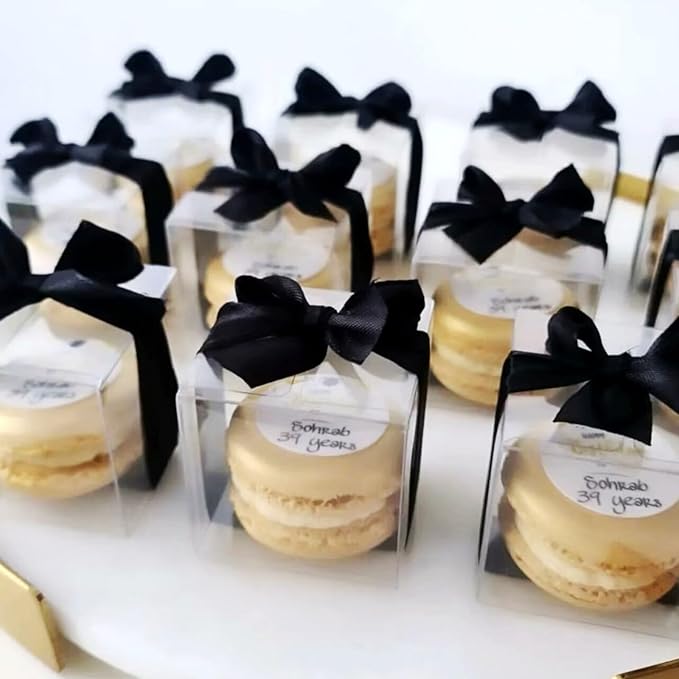 100Pack 2" x 2" x 2" Clear Macaron Boxes Chocolate Truffle Boxes Strawberries Boxes Small Gift Boxes for Christmas Valentine's Mother's Day