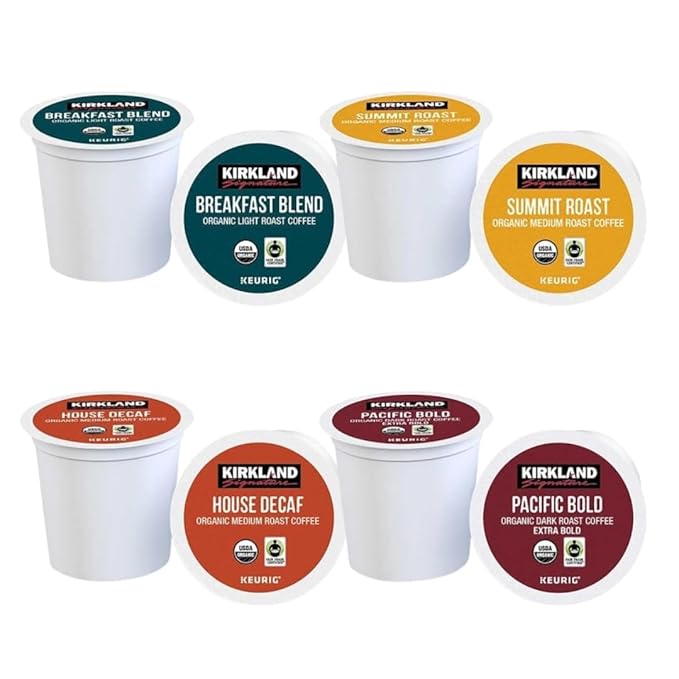 Kirkland Signature Organic K-Cups Variety Pack - Arabica, Single Serve Coffee Pods for Keurig Makers - 48 Pods in ComboCreations Box - Perfect for Holiday Gifts, Parties & Beverages
