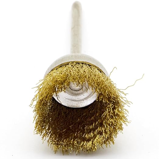 20PCS Brass Wire Brushes - Metal Rust Removal, Cleaning, and Polishing - 25mm Diameter, 1/8″ (3mm) Shaft - Removes Burrs, Dust, and Oxide Layer - Handles Rough Surfaces - Rotary Tool Accessories