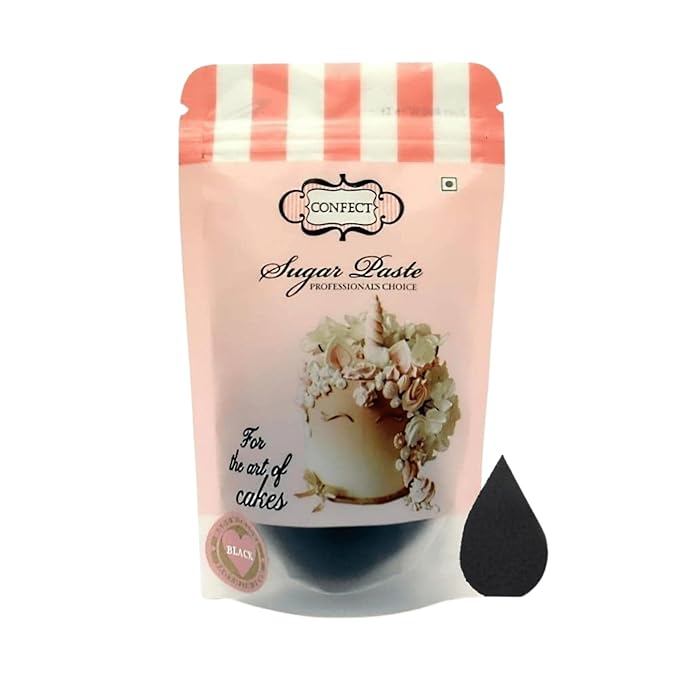 Confect Black Fondant for Cake Decorating – Premium Confect Fondant for Cakes, Cupcakes & Cookies | Vegan, Gluten-Free, Nut-Free, Palm Oil-Free – 8.8 Oz