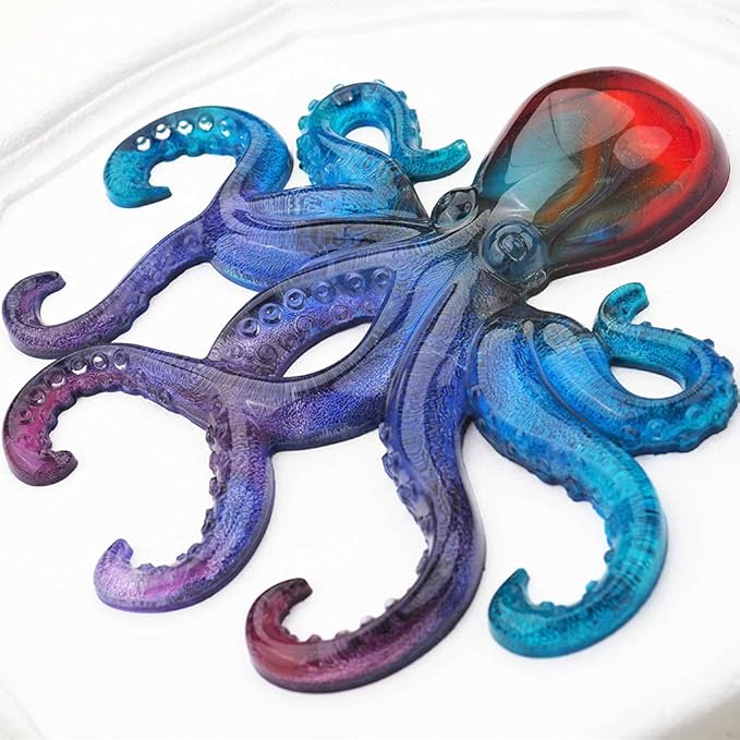 Octopus Resin Mold, Gasusen 2PCS 3D Large Sea Animals Octopus Silicone Molds for Epoxy Resin Casting, Wall Hanging Ornaments, Home Decor, Halloween Christmas Gifts, DIY Craft