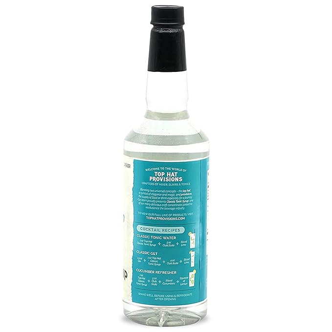 Top Hat Classic Tonic Syrup – 5x Quinine Tonic Water Concentrate – Make Tonic Water at Home – Just add Seltzer Water - 32oz bottle