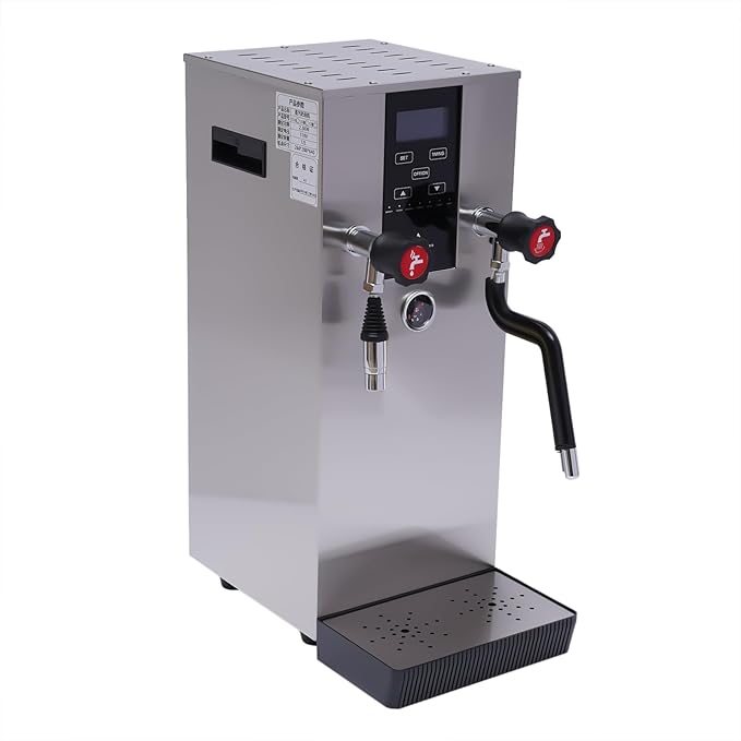 4 in 1 Commercial Espresso Machine 12L Commercial Milk Frother Boiling Water Milk Steam Milk Frothr Coffee Milk Foam Machine Steamer with LED Display for Coffee Tea Shop