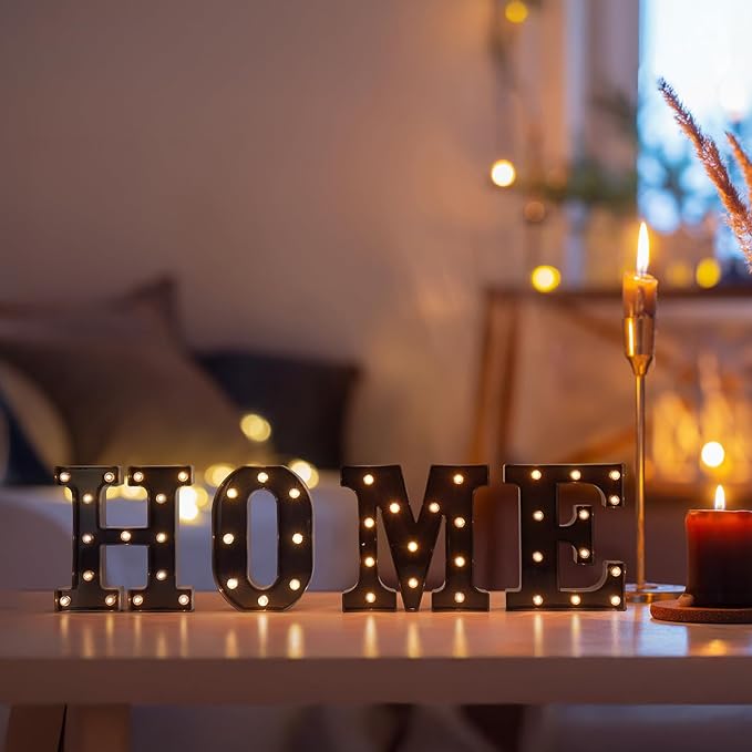 Foaky Black LED Letter Lights for Room Decor - Bedroom Wall Decor, Alphabet Lights for Home, Wedding, Party - Battery Operated （K）