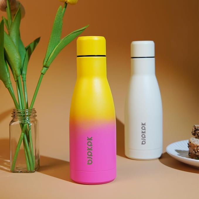 BJPKPK 12oz Water Bottles Stainless Steel Double Wall Vacuum Insulated Small Water Bottles for Travel,Sky