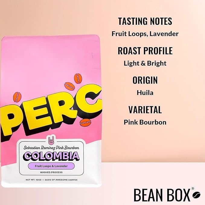 Colombia Sebastian Ramirez Pink Bourbon - Roasted by Perc Coffee - Whole Bean Coffee - 12 Ounce Bag