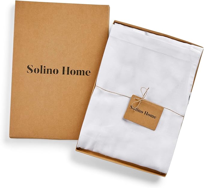 Solino Home 100% Pure Linen Apron for Women & Men - White Stripe Full Midi Bib Apron, Adjustable Neck Strap with Center Pockets for Kitchen, Chef - Handcrafted from European Flax