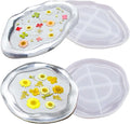 2PCS Large Resin Tray Molds Irregular Oval Round Tray Silicone Mold with Edge Jewelry Tray Trinket Plate Candle Holder Mold for Epoxy Resin Casting Concrete Cement DIY Art Craft Home Decor