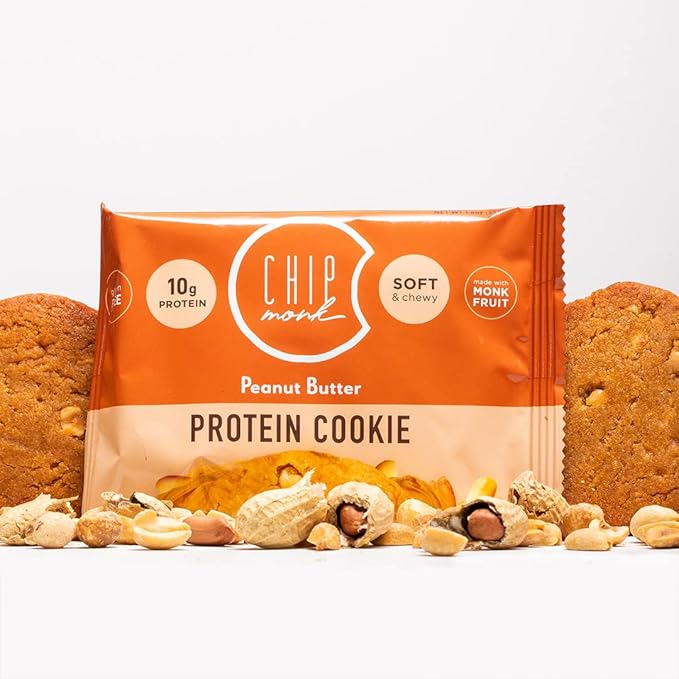 ChipMonk Baking, Peanut Butter High Protein Cookies - Low Carb Diet Friendly Gym Snacks, Meal Replacement Cookie, Gluten-Free, Healthy Low Sugar Sweet Snack - Balanced Nutrition Baked Desserts