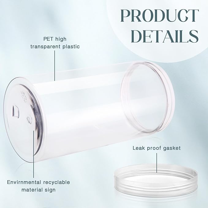 Patelai 4 Pieces Round Wide-mouth Leak Proof Plastic Container Jars with Lids for Travel Storage Makeup Beauty Products Face Creams Oils Salves Ointments DIY Making(32 Ounce,Clear)