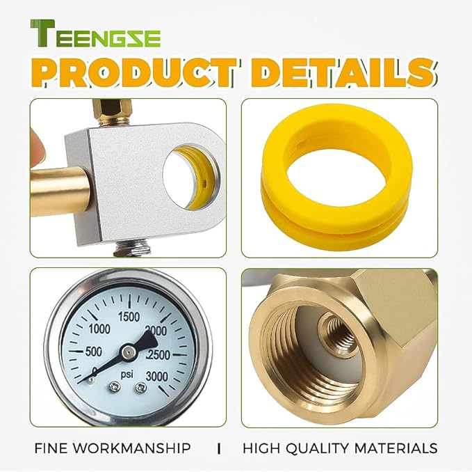 CO2 Refilling Adapter with Pressure Gauge, TEENGSE Silver Soda Exchange Carbonator Refill Quick Adapter Compatible with DUO Terra Art Soda Machine