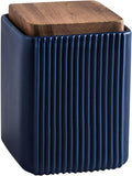 Ceramic Storage Jars Modern Elegant Highly Polished Airtight Storage Canisters with Lid Whiteware Food Stroage Jar for Kitchen Spice Tea Vanilla Sugar Coffee Beans (Blue-750ML)