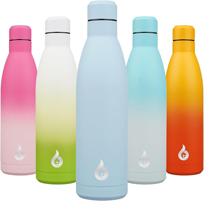 BJPKPK 25oz Insulated Stainless Steel Water Bottles Reusable Metal Travel Sports Water Bottle Keep Cold and Hot,Sky Blue
