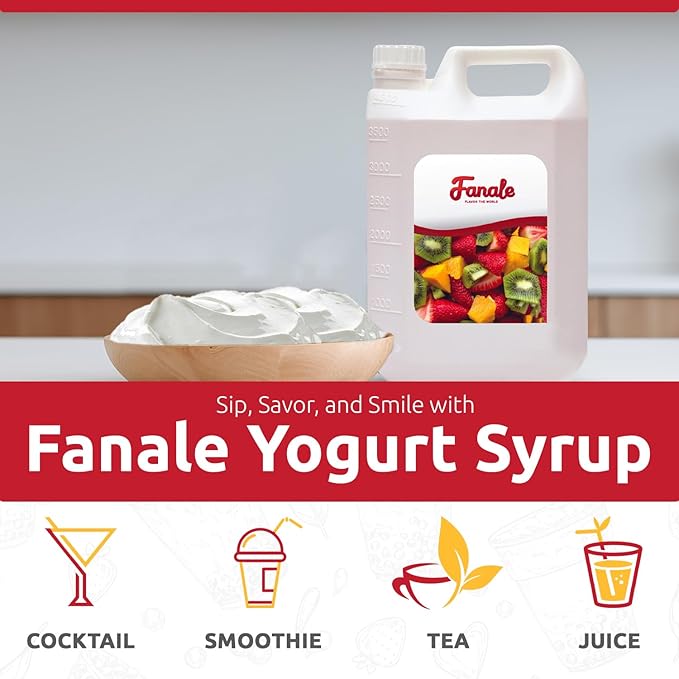Fanale Premium Flavoring Concentrated Syrup for Bubble Tea 11 lb | Yogurt Flavor Syrup | for Boba Tea, Smoothies, Slushes, Desserts | 11lb | Pack of 4 | SRP180-CS