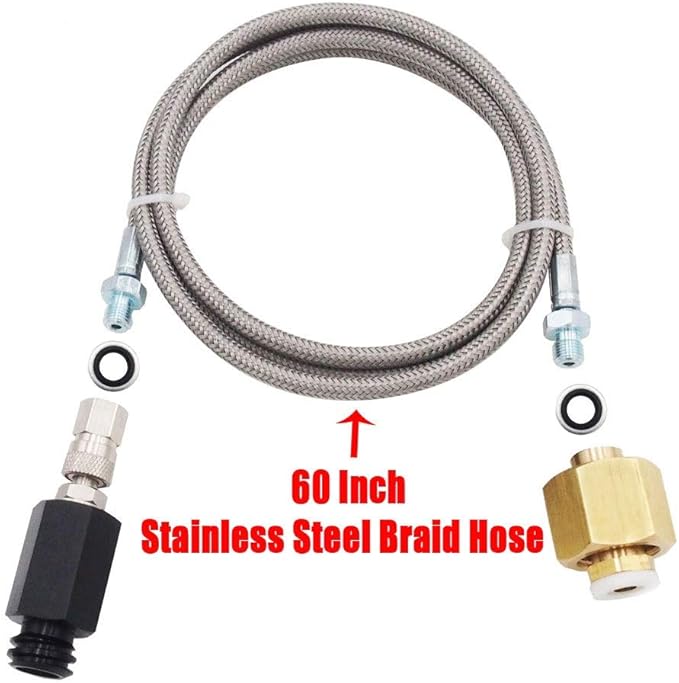 Soda Machine CO2 External Hose Stainless steel Adapter Kit with 60 inches length to CGA320 Tank