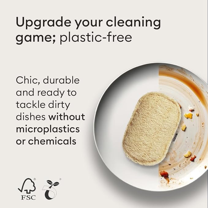 Vove. | Earth-Friendly Kitchen Sponges | 100% Natural | 12 Pack | Long-Lasting | Versatile Cleaning | Plastic Free | Washing up Sponge | Cellulose | Non-Scratch Scrubber | Compostable