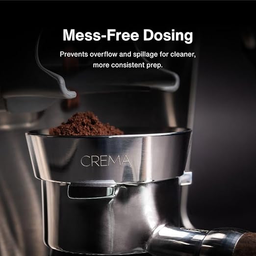 Crema Coffee Products 54mm Dosing Funnel|Compatible with 54mm Breville Portafilter,DualBoiler and OracleEspressoMachines|PreventsSpillage&Waste|DurableStainlessSteel|EasyFit for Clean,ConsistentDosing